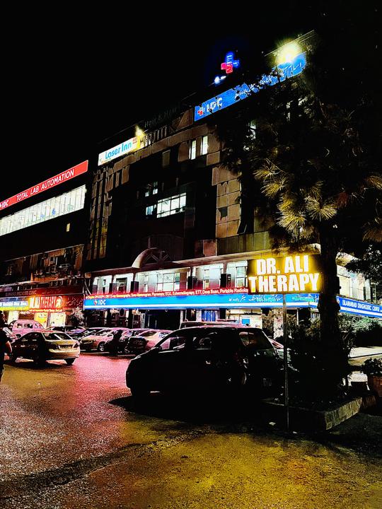 Clinic building at night