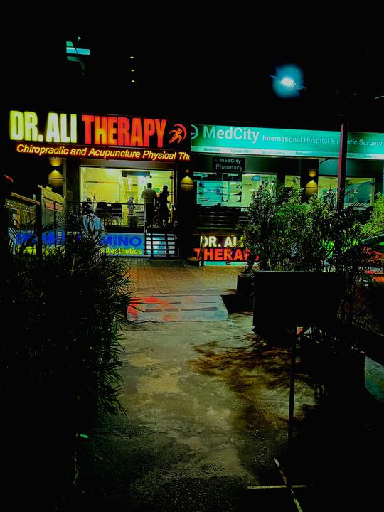 Clinic signage at night