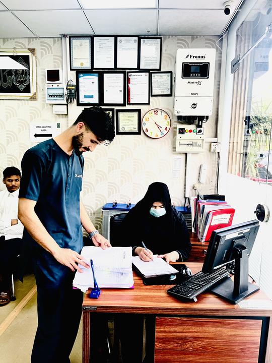 Front desk and patient records