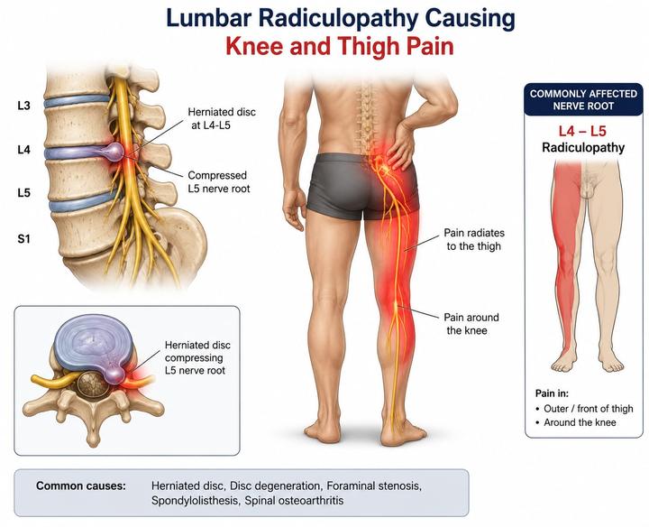 Radiculopathy causing knee and thigh pain
